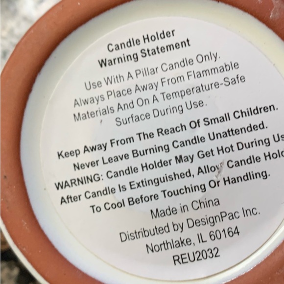 DesignPac pinecone glaze ceramic pillar candle holder - Picture 2 of 5